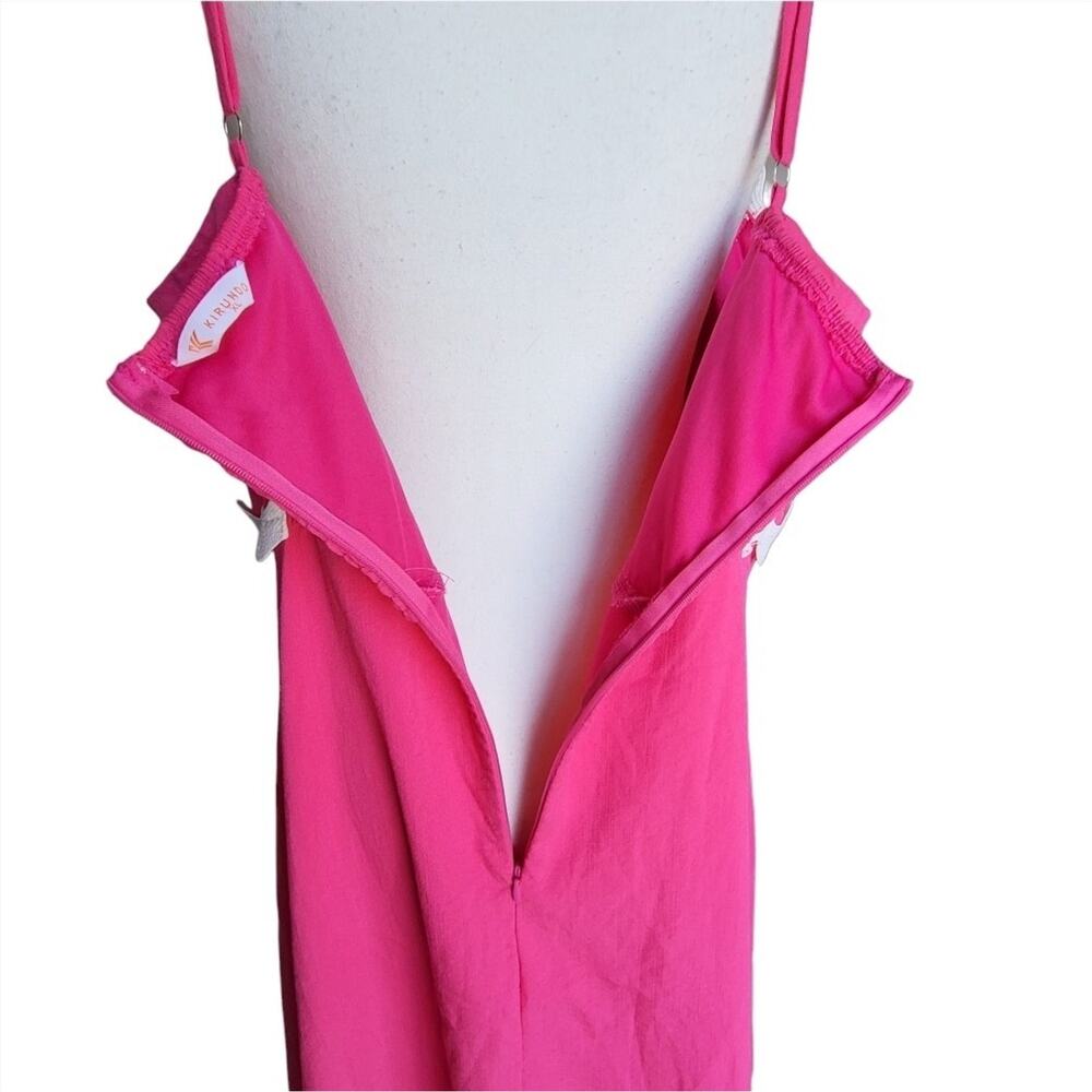Pink White Ric Rac Scalloped Midi Dress Spaghetti Strap Smocked Boho Size XL - Picture 6 of 13